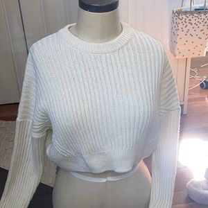 Urban Outfitters Cream Ribbed Crewneck Sweater